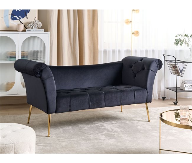 Beliani Chaise longue Terciopelo NANTILLY Negro