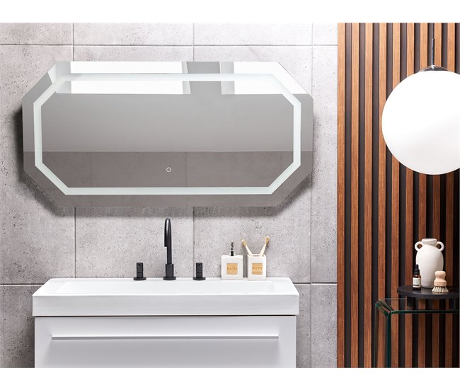 Beliani Espejo de baño LOCMARIAQUER Gris