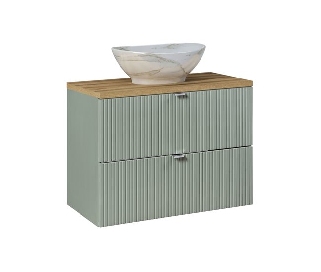 Conjunto de muebles lavabo individual 2 cajones y columna Jade Verde