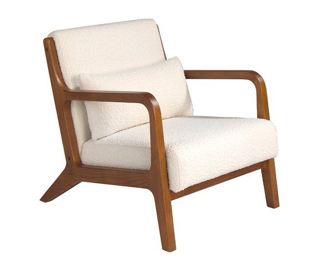 ANGEL CERDA Sillón tela blanco Nogal