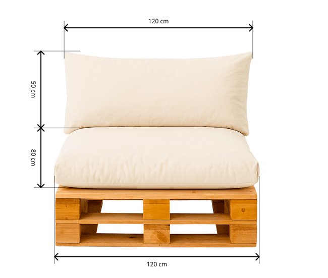 Cojines Impermeables para Palets de Asiento y Respaldo 120x80 Beige