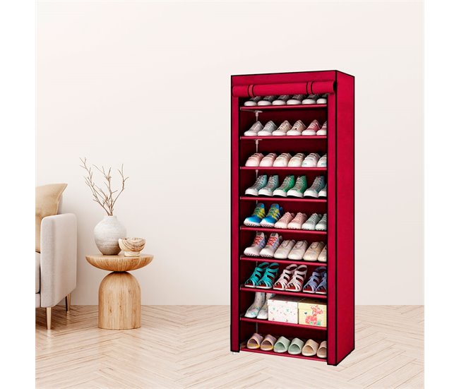 Armario Zapatero Tela con Puertas Nyana Home 60 Granate