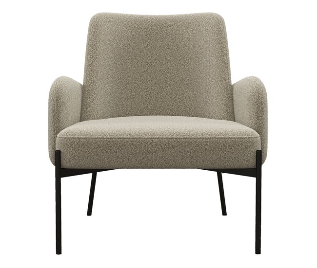 ALEX-Sillón de tela y metal Beige