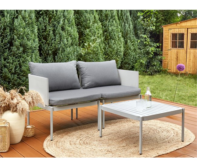 Beliani Conjunto longue TERRACINA Gris Claro