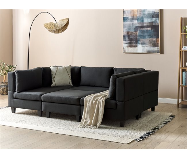 Beliani Sofá modular Poliéster UNSTAD Negro