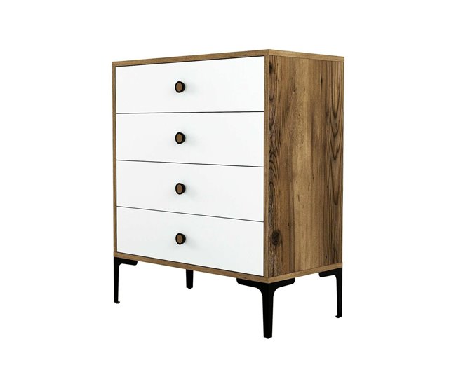 Cômoda com efeito madeira 76 Blanco/ Madera