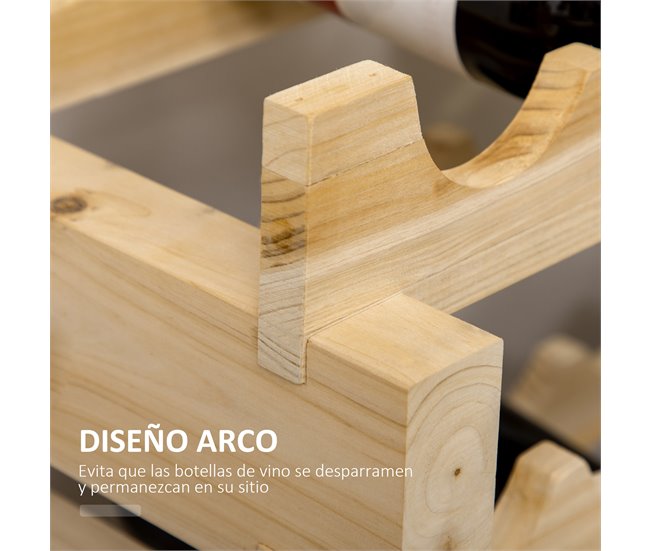 Botellero para Vino Madera de Abeto HOMCOM, hogar - cocina Marron