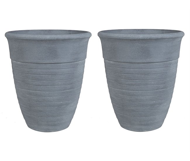 Beliani Conjunto de 2 macetas KATALIMA Gris