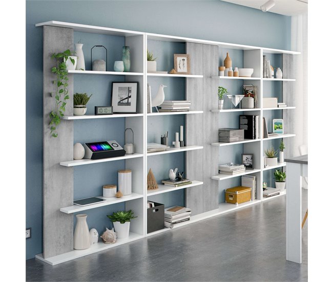Pack 4 Estanterías Modernas para Salón Comedor Blanco/ Gris