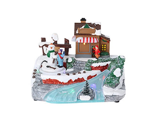 Escena Invernal Decorativa con movimiento y luces LED Multicolor