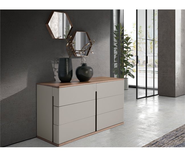 ANGEL CERDÁ Cómoda de diseño moderno de madera Gris/ Madera