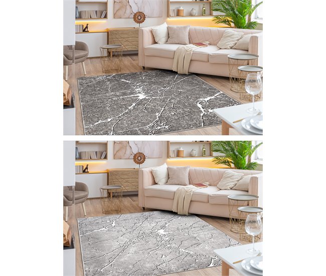 Alfombra MATEO 8036/944 Moderna Mármol estructural 80x150 Gris