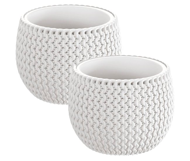 2x Maceta redonda con deposito Splofy Bowl Blanco