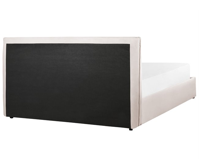 Beliani Cama con almacenaje Terciopelo LAVAUR 183x210 Blanco/ Beige