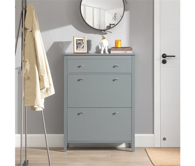 SoBuy Zapatero 2 solapas con cajón FSR89-HG Gris