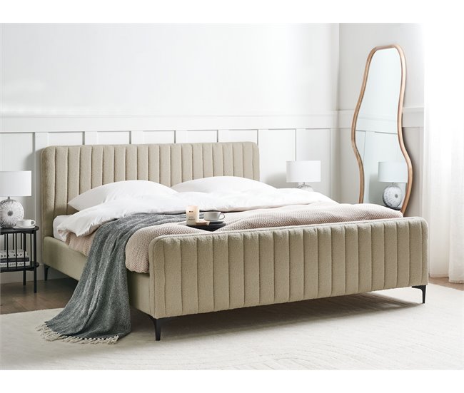 Beliani Cama Bouclé LUNAN 186x215 Beige