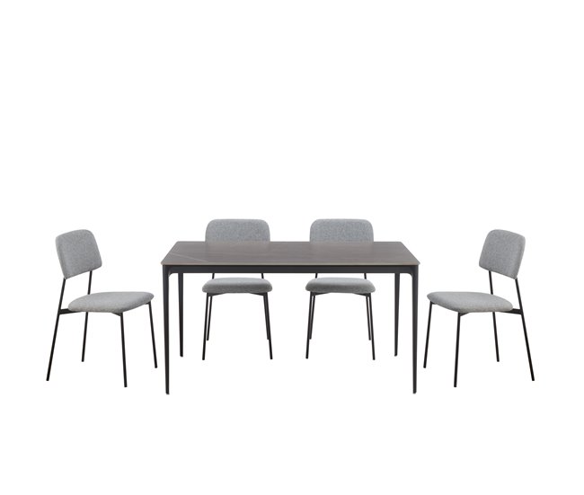 Set de comedor 1 mesa y 4 sillas gris STONE Gris