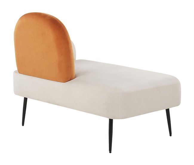 Beliani Chaise longue derecho Terciopelo ARCEY Blanco/ Beige