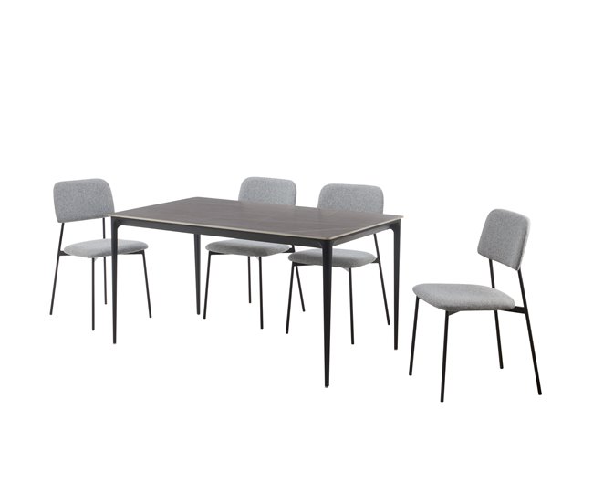 Set de comedor 1 mesa y 4 sillas gris STONE Gris