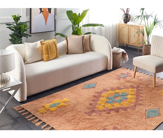 Beliani Alfombra de pelo corto IGDIR 140x200 Naranja