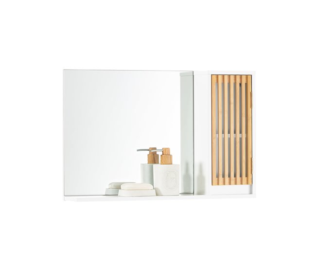 Armario de Pared con Espejo con Puerta BZR128-W SoBuy Blanco