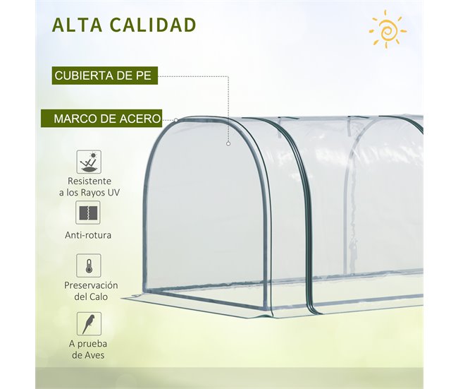 Invernadero Túnel PVC, acero Outsunny Multicolor