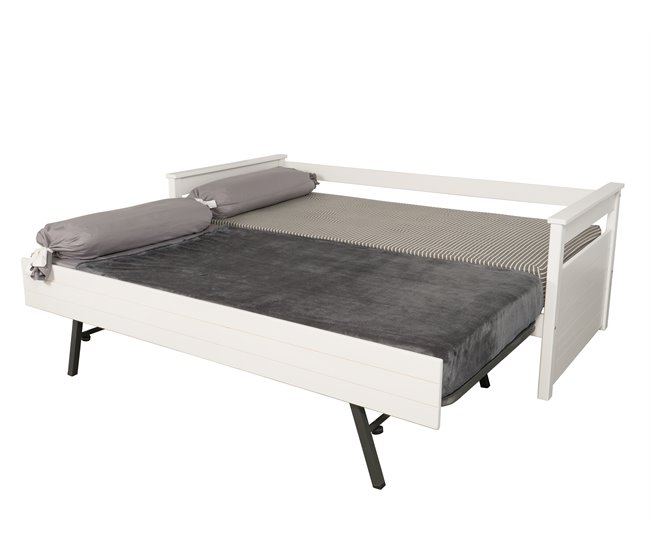 Cama nido 90x190 con somier DUPLEX Blanco