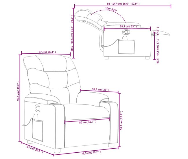 Sillón Reclinable De Masaje Marron Claro