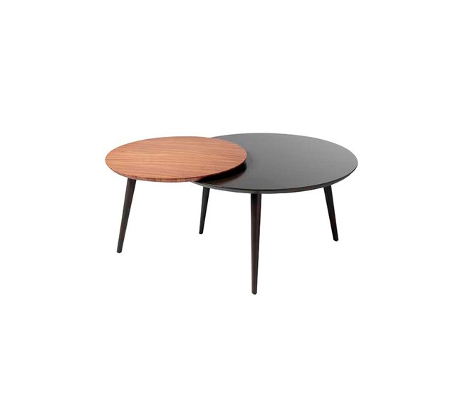 Mesa de Centro Doble Circular MDF - Modelo LUZON Marron