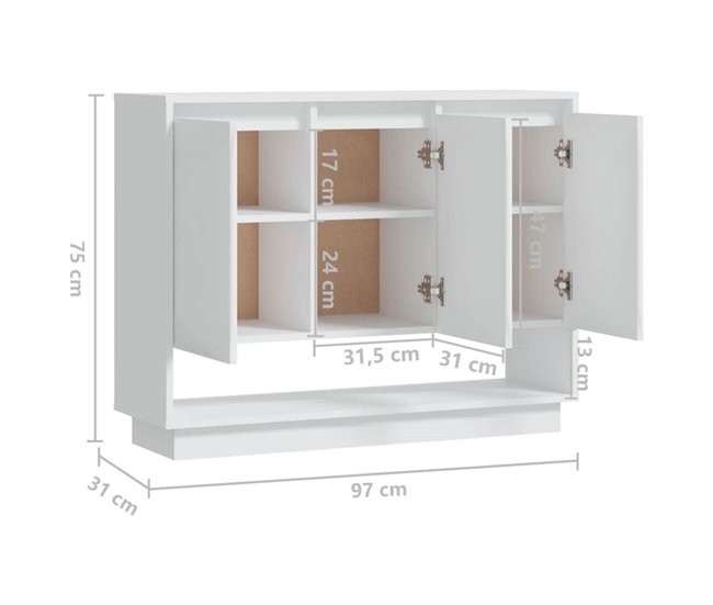 Aparador de madera de ingeniería 97 Blanco