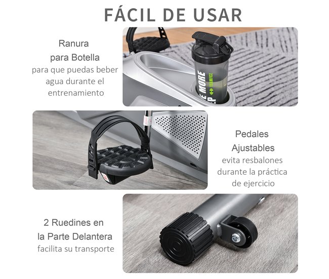 Bicicleta Estática Acero, ABS HOMCOM, deportes y ocio - fitness Gris