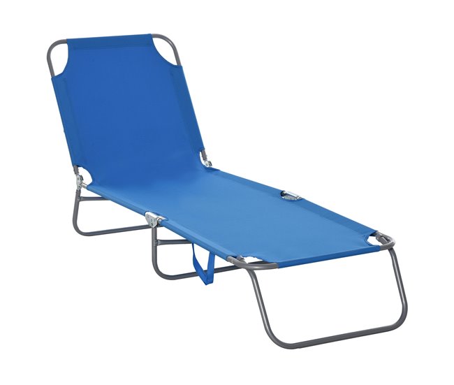 Tumbona Plegable Metal, Tela Oxford Outsunny Azul
