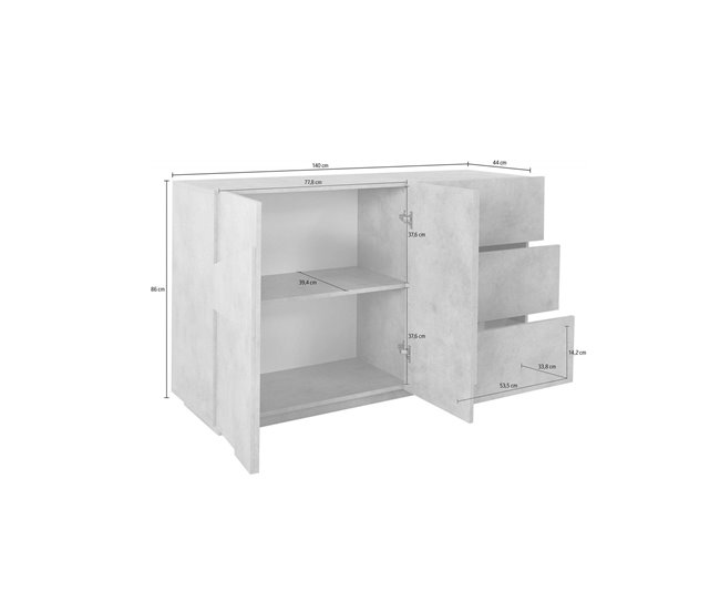 Aparador efecto madera 140 Blanco Brillo