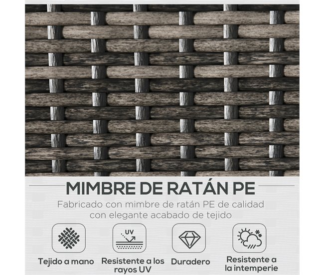 Muebles de Ratán Ratán PE, Poliéster, Espuma, Metal Outsunny Negro