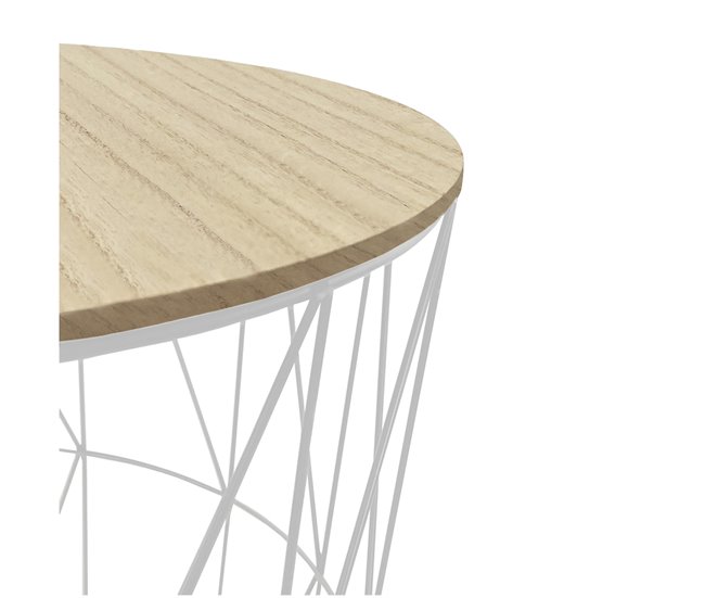 Acomoda Textil – Mesa Pongotodo con Tapa de Madera. 34x34 Blanco