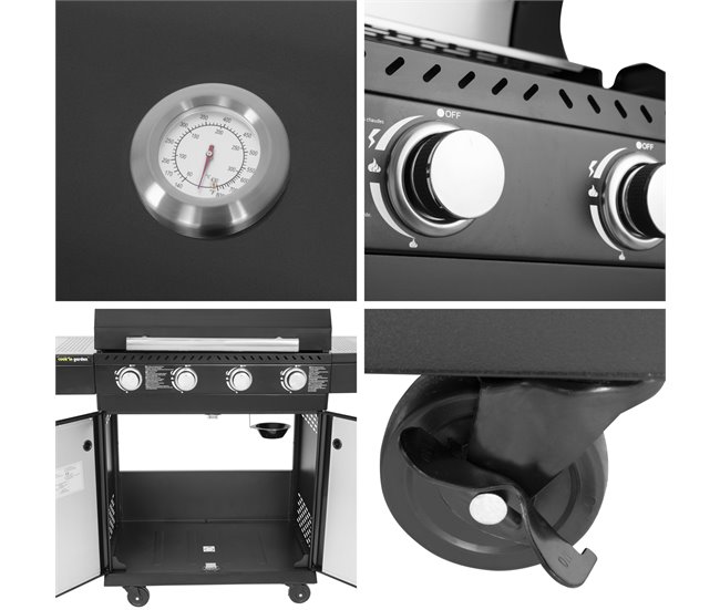 Cocina exterior modular FYRA - 4 quemadores Negro