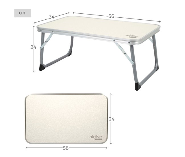 Aktive Mesa plegable pequeña camping antivuelco y ultraligera Beige