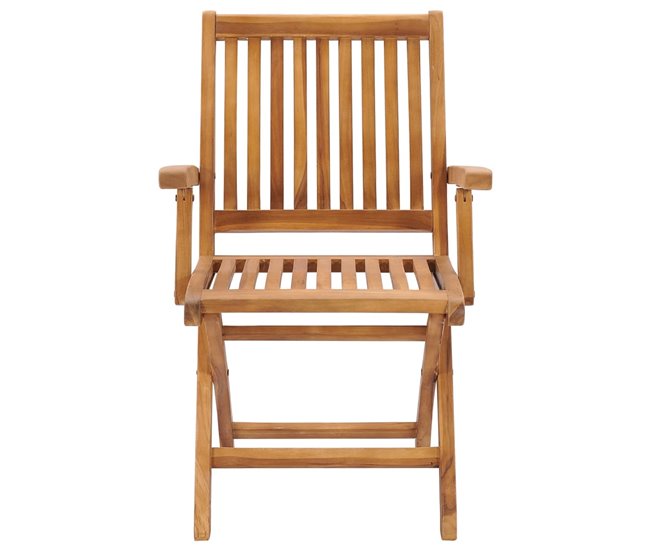 4 Sillas de jardín plegables de madera maciza de teca Marron