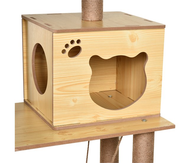 Árbol para Gatos Melamina de Madera, Yute, Poliéster PawHut Amarillo