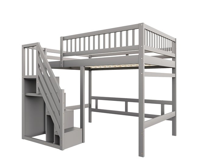 Cama alta para niños 192x205 Gris