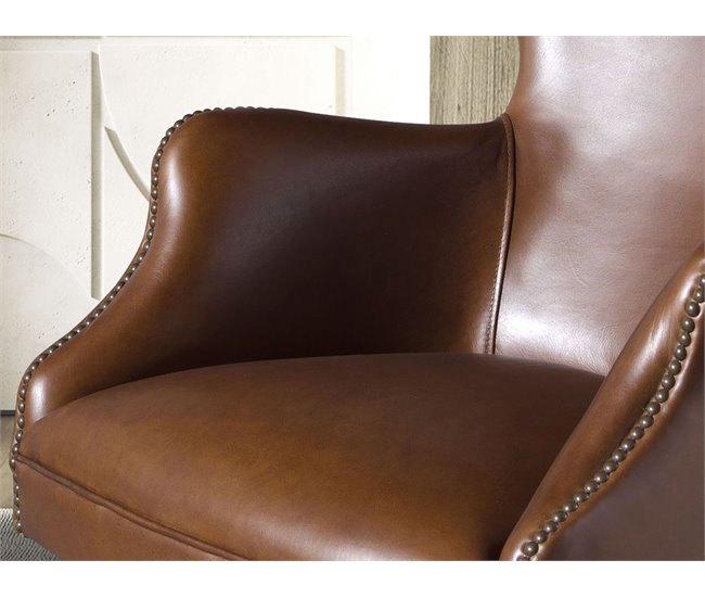 ANGEL CERDA Sillón giratorio piel marrón oscuro Aluminio