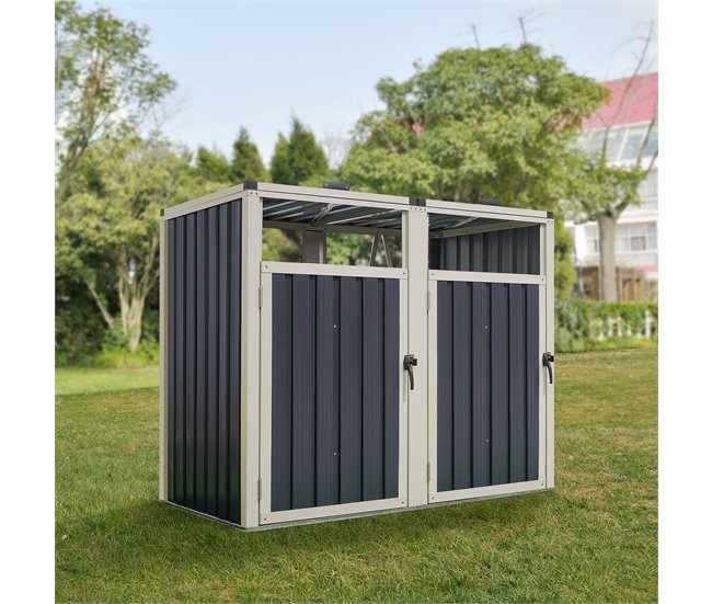 Cobertizo para 2 contenedores de basura acero Tarbek Antracita