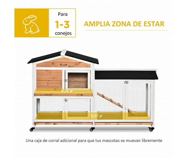 Conejera Madera de Abeto, Acero Amarillo