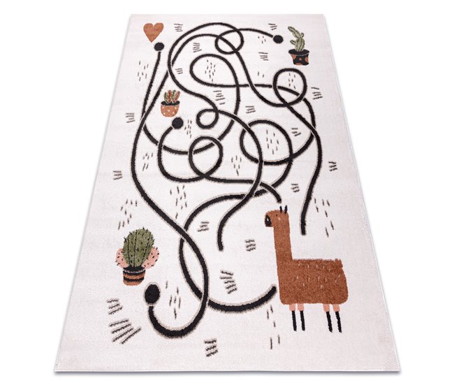 Alfombra FUN Game para niños juego de llama 140x190 Crema