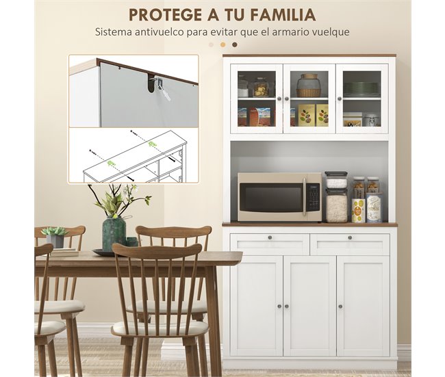 Alacena de Cocina MFD, Melamina de Madera HOMCOM, hogar - cocina Blanco