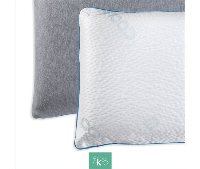 Almohada Viscoelástica Carbono Activo Tejido Frío 75x34 Blanco/ Gris