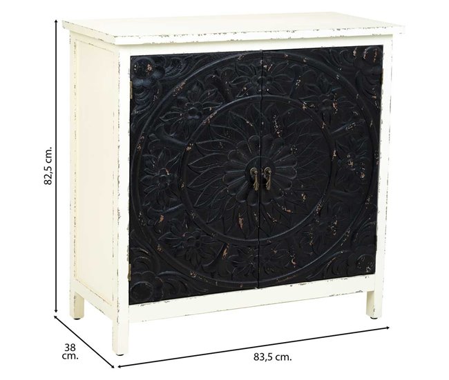 Aparador de madera de 2 puertas Negro