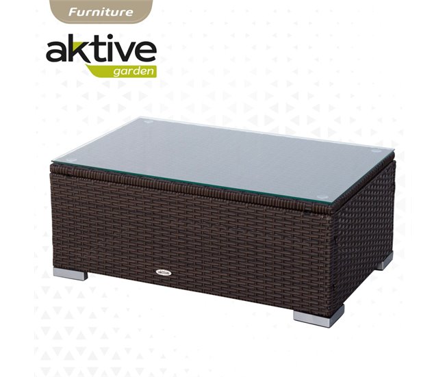 Conjunto muebles terraza sillones, sofá y mesita ratán Aktive Negro