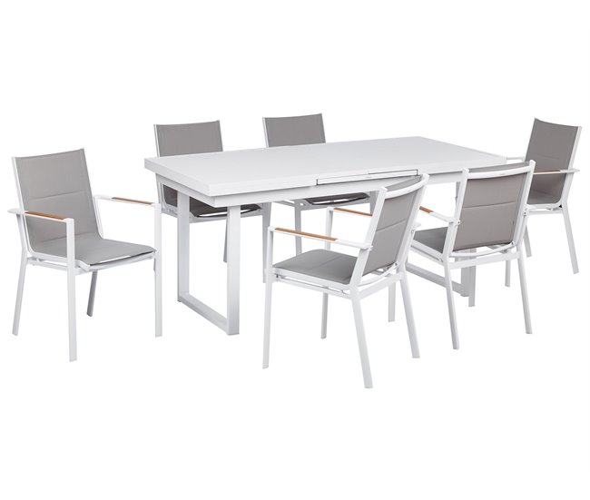 Beliani Conjunto de comedor VALCANETTO/BUSSETO Blanco/ Gris