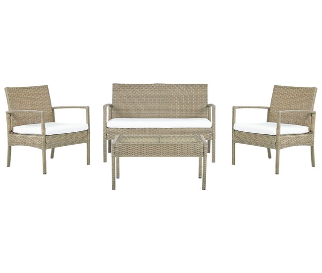 Beliani Conjunto de jardín Ratán sintético MARSALA Natural